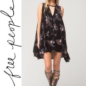FREE PEOPLE “TREE SWING” BLACK BOHO TUNIC DRESS